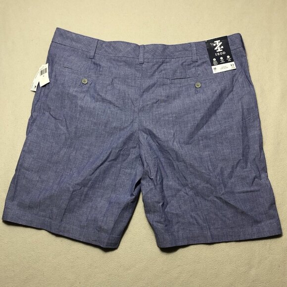 Men's Izod Chambray Navy Blue 9.5" Inseam Classic Fit Shorts Size 40 - Picture 4 of 5